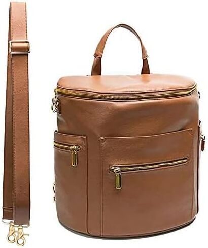miss fong Diaper Bag Backpack Baby Diaper Bag, Large Leather Diaper Backpack with 16 Pockets Travel Diaper Bag with Diaper Changing Pad, Pañaleras Para Bebe for Moms(Convertible, Peanut) in Saudi Arabia