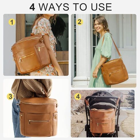miss fong Diaper Bag Backpack Baby Diaper Bag, Large Leather Diaper Backpack with 16 Pockets Travel Diaper Bag with Diaper Changing Pad, Pañaleras Para Bebe for Moms(Convertible, Peanut) in Saudi Arabia