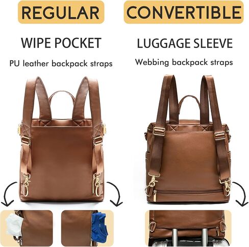 miss fong Diaper Bag Backpack Baby Diaper Bag, Large Leather Diaper Backpack with 16 Pockets Travel Diaper Bag with Diaper Changing Pad, Pañaleras Para Bebe for Moms(Convertible, Peanut) in Saudi Arabia