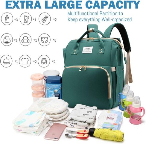 Diaper Bag Backpack with Changing Station, Nappy Baby Bags with Portable Changing Pad, 900D Waterproof Multi-Function Travel Portable Mommy Bag, Black in Saudi Arabia