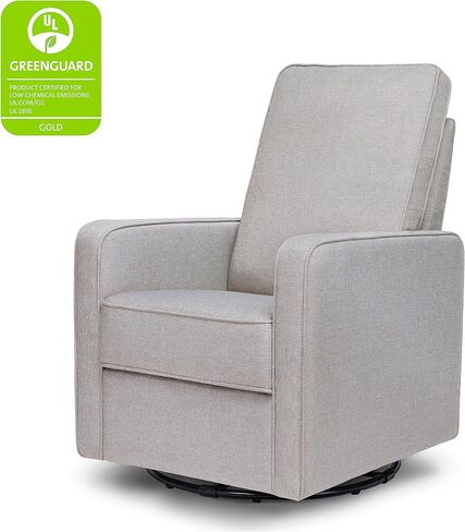 DaVinci Casey Pillowback Swivel Glider in Misty Gray, Greenguard Gold Certified in Kuwait