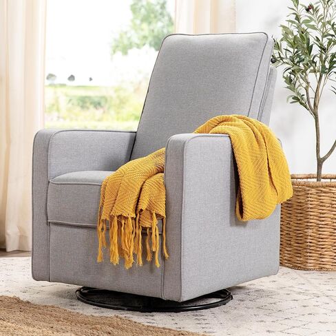 DaVinci Casey Pillowback Swivel Glider in Misty Gray, Greenguard Gold Certified in Kuwait