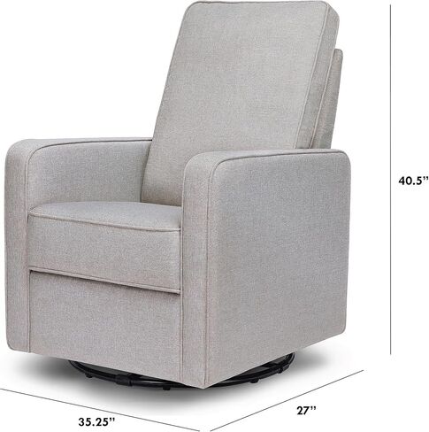 DaVinci Casey Pillowback Swivel Glider in Misty Gray, Greenguard Gold Certified in Kuwait