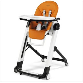 Peg Perego Siesta, Grow with Baby Folding High Chair & Recliner, Height Adjustable, Quick Clean & Easy Push Wheels for Babies & Toddlers, Made in Italy, Ambiance Brown (White)
