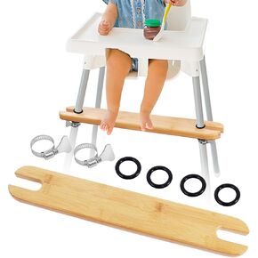 Natural Bamboo High Chair Foot Rest Compatible with IKEA Antilop, Adjustable Height Footrest Non-Slip Baby Highchairs Pedal, High Chair Footstool Highchair Accessories for IKEA Chair in Kuwait