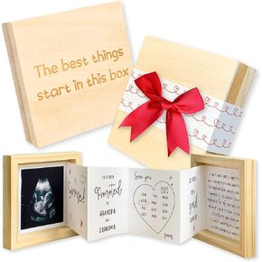 97 Decor Grandparents Baby Announcement Gifts - Pregnancy Announcement for Grandparents - Pregnancy Reveal Grandparents Ideas, New Baby Announcement Surprise, Sonogram Picture Wooden Keepsake Box Gift in Saudi Arabia