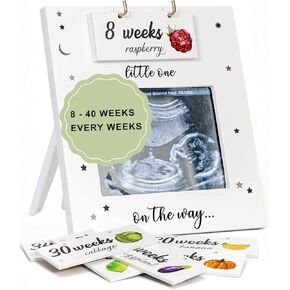 Sonogram Picture Frame - Weekly Fruit and Vegs Pregnancy Milestone, Pregnancy Tracker For Bump Growth, First Ultrasound Picture Frame, Pregnancy Gifts For Expecting Parents, Pregnancy Announcement