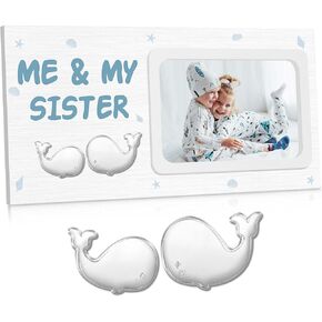 إطار صورة أنا وأختي للحوت الفضي، هدية أخت صغيرة أو كبيرة أو أخ للأخوة الأكبر سنًا، هدايا معمودية جديدة لحفل استقبال المولود الجديد، هدية فضية للأطفال in Kuwait