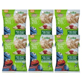 أفضل الوجبات الخفيفة العضوية للأطفال من Earth، وجبات خفيفة للأطفال الصغار من Sesame Street، لقيمات PB&J العضوية للأطفال الصغار بعمر سنتين فما فوق، زبدة الفول السوداني والتفاح بنكهة النكهات الطبيعية الأخرى، كيس 3 أونصة (عبوة من 6) in Kuwait