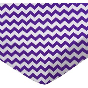 SheetWorld 100% Cotton Percale Extra Deep Fitted Portable Mini Crib Sheet 24 x 38 x 5.5, Purple Chevron Zigzag, Made in USA in Saudi Arabia