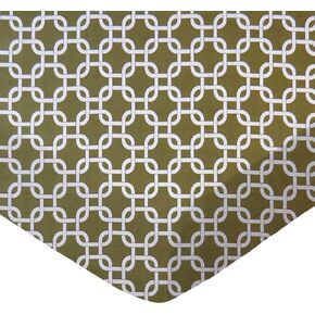 SheetWorld 100% Cotton Percale Extra Deep Fitted Portable Mini Crib Sheet 24 x 38 x 5.5, Sage Links, Made in USA in Saudi Arabia