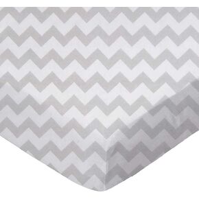 SheetWorld 100% Cotton Percale Extra Deep Fitted Portable Mini Crib Sheet 24 x 38 x 5.5, Grey Chevron Zigzag, Made in USA in Saudi Arabia