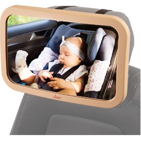 Lusso Gear Baby Backseat Mirror for Car. Largest and Most Stable Mirror with Premium Matte Finish, Crystal Clear View of Infant in Rear Facing Car Seat - Secure and Shatterproof (Black)