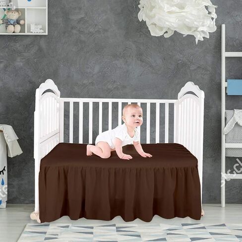 Taupe Crib Bed Skirt, Perfect for Nursery Crib for Boys & Girls with a 14" Drop and Size 28"x 52" in Saudi Arabia