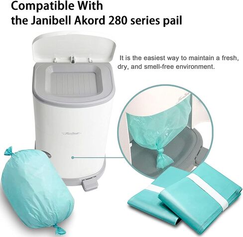 6 Pack of Diaper Disposal Liners Compatible with Janibell Brand Akord, 280 Slim Model Adult Refills, Continuous Liner System Eliminates Waste in Saudi Arabia