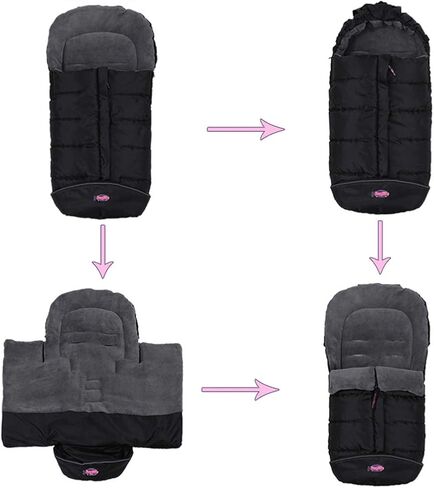 German Designed Universal Stroller Bunting Bag, 5 Way Zippers Style for Baby Easy in & Out of Water Repellent Stroller Blanket, Height/Temperature Adjustable Anti-Kick Stroller Winter Sleeping Bag in Kuwait