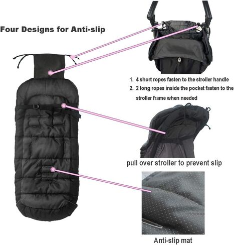 German Designed Universal Stroller Bunting Bag, 5 Way Zippers Style for Baby Easy in & Out of Water Repellent Stroller Blanket, Height/Temperature Adjustable Anti-Kick Stroller Winter Sleeping Bag in Kuwait