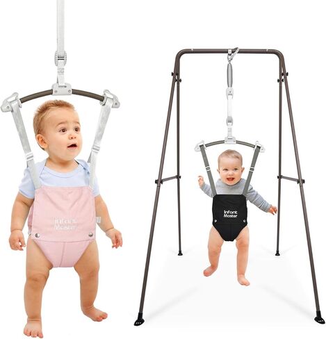 Infant Master Baby Jumper, Pink Doorway Jumper and New Version with Stand in Black, Ideal for New Born in Kuwait