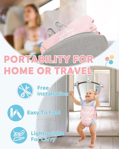 Infant Master Baby Jumper, Pink Doorway Jumper and New Version with Stand in Black, Ideal for New Born in Kuwait