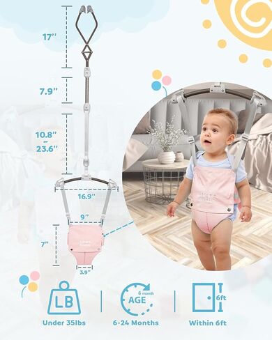 Infant Master Baby Jumper, Pink Doorway Jumper and New Version with Stand in Black, Ideal for New Born in Kuwait