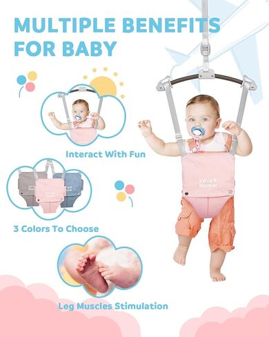 Infant Master Baby Jumper, Pink Doorway Jumper and New Version with Stand in Black, Ideal for New Born in Kuwait