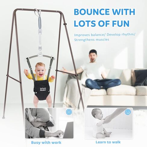 Infant Master Baby Jumper, Pink Doorway Jumper and New Version with Stand in Black, Ideal for New Born in Kuwait