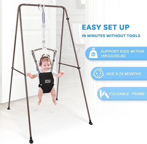 Infant Master Baby Jumper, Pink Doorway Jumper and New Version with Stand in Black, Ideal for New Born in Kuwait