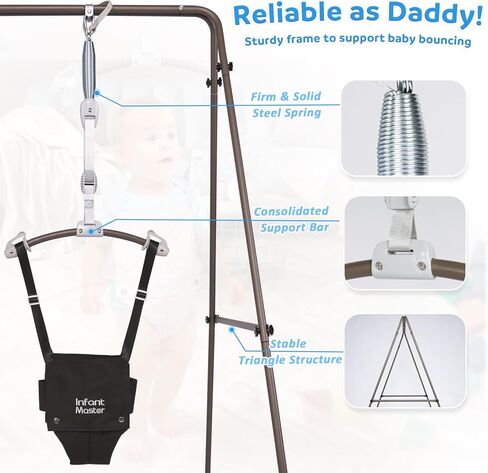 Infant Master Baby Jumper, Pink Doorway Jumper and New Version with Stand in Black, Ideal for New Born in Kuwait