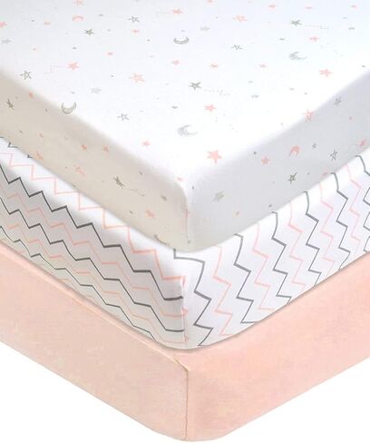 American Baby Company 3 Pack Fitted Crib Sheets 52x28",Blue Star/Blue/White | 100% Natural Cotton Crib and Toddler Bed Sheets, Soft, Breathable & Hypoallergenic, Gentle on Skin, Neutral for Boys & Girls in Saudi Arabia