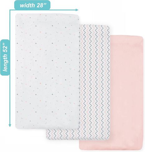 American Baby Company 3 Pack Fitted Crib Sheets 52x28",Blue Star/Blue/White | 100% Natural Cotton Crib and Toddler Bed Sheets, Soft, Breathable & Hypoallergenic, Gentle on Skin, Neutral for Boys & Girls in Saudi Arabia