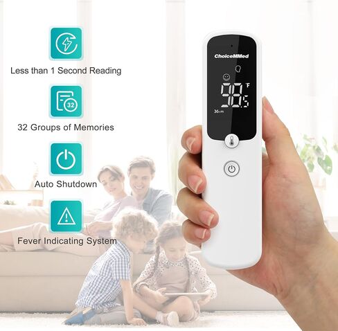 CHOICEMMED Forehead Infrared Thermometer Gun - Newborn, Baby, Kids, and Adult Infrared Thermometer - Digital Thermometer with Fever Alert - Temperature Thermometer Accurate Fast Temperature Reading in Saudi Arabia