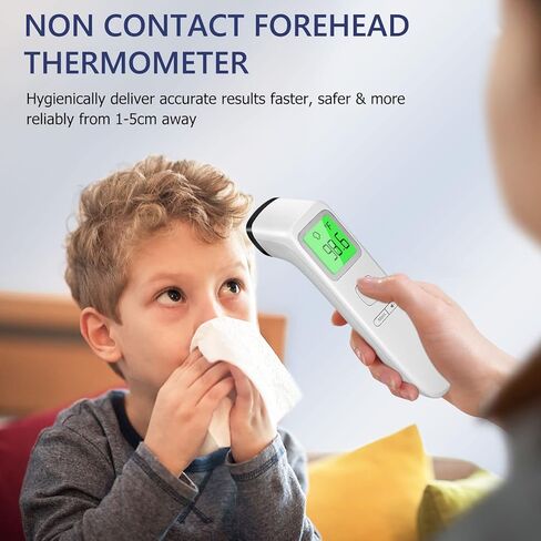 Forehead Thermometer for Adults and Kids, Non-Contact Infrared Thermometer Accurate Instant Baby Thermometer with Fever Alarm, Silent Mode, Digital Thermometer for Whole Family, Objects in Kuwait