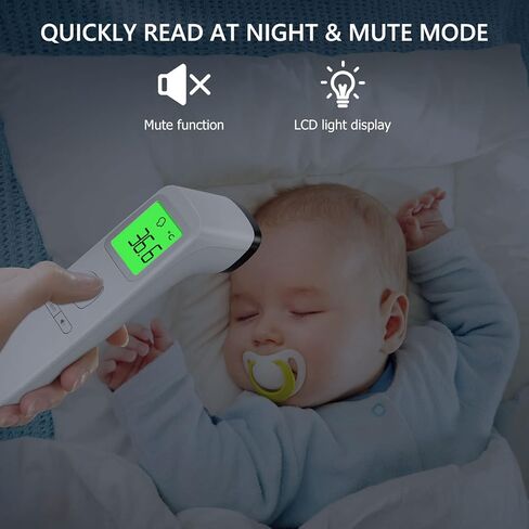 Forehead Thermometer for Adults and Kids, Non-Contact Infrared Thermometer Accurate Instant Baby Thermometer with Fever Alarm, Silent Mode, Digital Thermometer for Whole Family, Objects in Kuwait