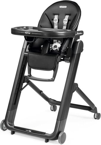 PEG Siesta, Grow With Baby Folding High Chair & Recliner, Ice (Grey) | Height Adjustable, Quick Clean & Easy Push Wheels For Babies & Toddlers, Made in Italy in Kuwait