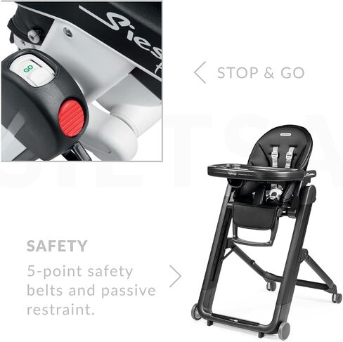 PEG Siesta, Grow With Baby Folding High Chair & Recliner, Ice (Grey) | Height Adjustable, Quick Clean & Easy Push Wheels For Babies & Toddlers, Made in Italy in Kuwait