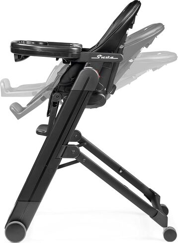 PEG Siesta, Grow With Baby Folding High Chair & Recliner, Ice (Grey) | Height Adjustable, Quick Clean & Easy Push Wheels For Babies & Toddlers, Made in Italy in Kuwait