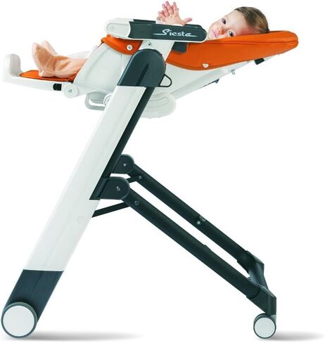 PEG Siesta, Grow With Baby Folding High Chair & Recliner, Ice (Grey) | Height Adjustable, Quick Clean & Easy Push Wheels For Babies & Toddlers, Made in Italy in Kuwait