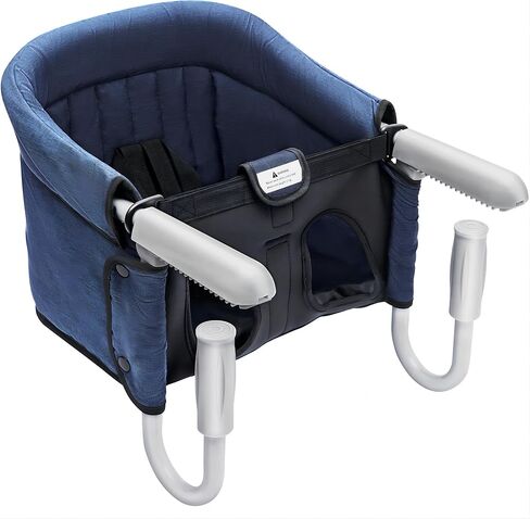 كراسي عالية محمولة، مقعد طعام للاطفال قابل للازالة والغسل بمشبك على الكرسي العالي، تصميم عالي الحمل وقابل للطي للاستخدام في المنزل وطاولة السفر، ازرق داكن in Kuwait
