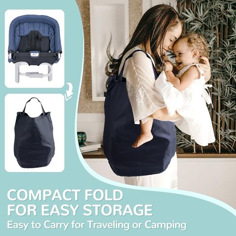 كراسي عالية محمولة، مقعد طعام للاطفال قابل للازالة والغسل بمشبك على الكرسي العالي، تصميم عالي الحمل وقابل للطي للاستخدام في المنزل وطاولة السفر، ازرق داكن in Kuwait