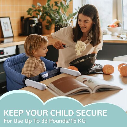 كراسي عالية محمولة، مقعد طعام للاطفال قابل للازالة والغسل بمشبك على الكرسي العالي، تصميم عالي الحمل وقابل للطي للاستخدام في المنزل وطاولة السفر، ازرق داكن in Kuwait