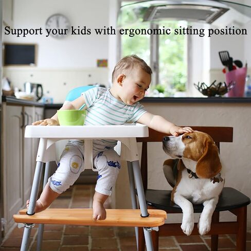 Natural Bamboo High Chair Foot Rest Compatible with IKEA Antilop, Adjustable Height Footrest Non-Slip Baby Highchairs Pedal, High Chair Footstool Highchair Accessories for IKEA Chair in Kuwait