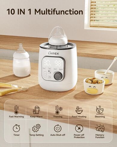 Bottle Warmer, Larex 10 in 1 Multi-Function Fast Baby Bottle Warmer for Breastmilk or Formula, with Fast Warming, Keep Warm, Food Heating, and Steam in Kuwait