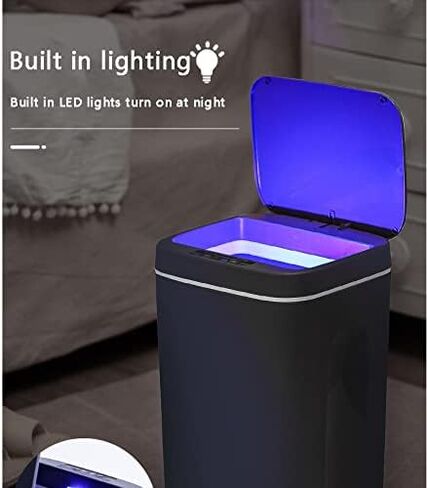 Garbage Can Trash Can Bin Smart Sensor Trash Can Electronic Automatic Household Bathroom Toilet Waterproof Narrow Seam Storage Bucket Smart Home Trash Bin Trash Bin Waste Bin Waste Basket ( Color : Bl in Saudi Arabia
