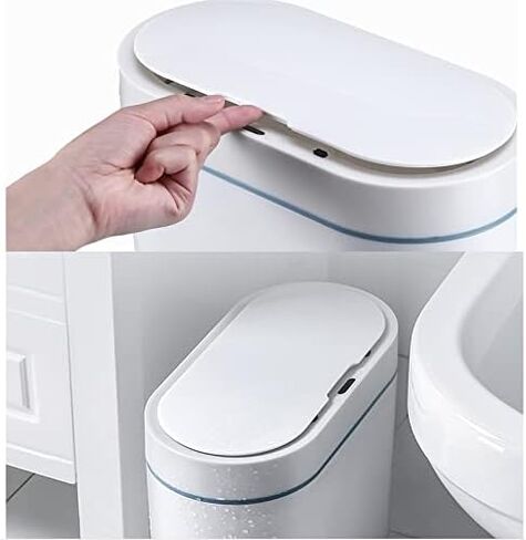 Garbage Can Trash Can Bin Smart Sensor Trash Can Electronic Automatic Household Bathroom Toilet Waterproof Narrow Seam Storage Bucket Smart Home Trash Bin Trash Bin Waste Bin Waste Basket ( Color : Bl in Saudi Arabia