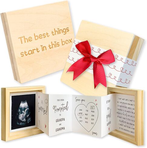 97 Decor Grandparents Baby Announcement Gifts - Pregnancy Announcement for Grandparents - Pregnancy Reveal Grandparents Ideas, New Baby Announcement Surprise, Sonogram Picture Wooden Keepsake Box Gift in Saudi Arabia