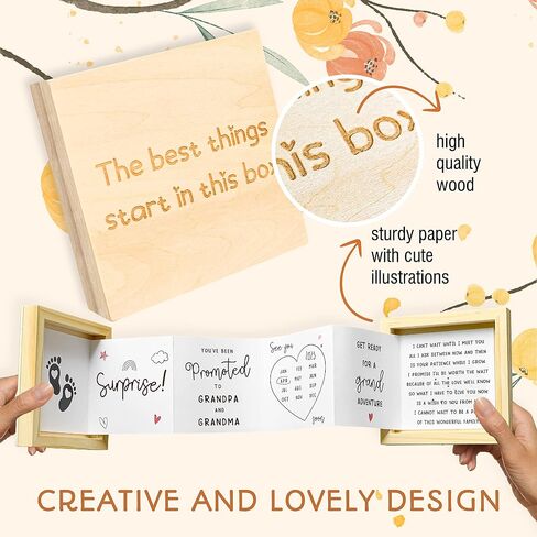 97 Decor Grandparents Baby Announcement Gifts - Pregnancy Announcement for Grandparents - Pregnancy Reveal Grandparents Ideas, New Baby Announcement Surprise, Sonogram Picture Wooden Keepsake Box Gift in Saudi Arabia