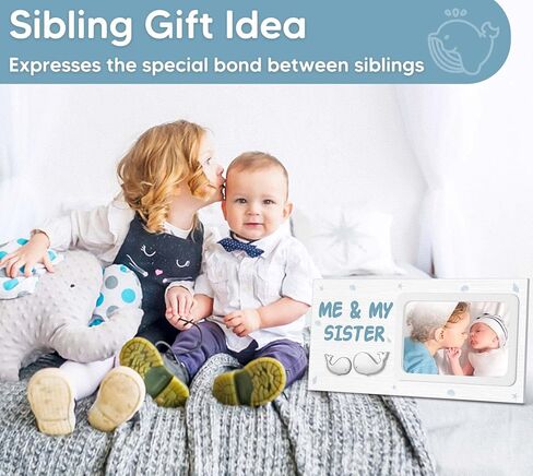 إطار صورة أنا وأختي للحوت الفضي، هدية أخت صغيرة أو كبيرة أو أخ للأخوة الأكبر سنًا، هدايا معمودية جديدة لحفل استقبال المولود الجديد، هدية فضية للأطفال in Kuwait