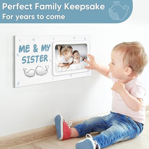 إطار صورة أنا وأختي للحوت الفضي، هدية أخت صغيرة أو كبيرة أو أخ للأخوة الأكبر سنًا، هدايا معمودية جديدة لحفل استقبال المولود الجديد، هدية فضية للأطفال in Kuwait