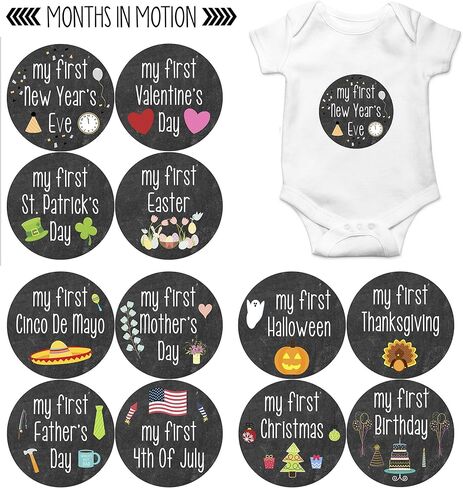 ملصق مطبوع عليه My First Holiday Baby Stickers Milestone Christmas، عيد ميلاد، عيد الهالوين، عيد الفصح، عيد الشكر للأطفال in Saudi Arabia