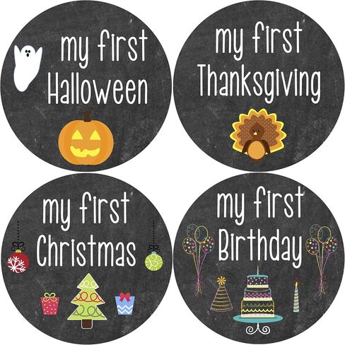 ملصق مطبوع عليه My First Holiday Baby Stickers Milestone Christmas، عيد ميلاد، عيد الهالوين، عيد الفصح، عيد الشكر للأطفال in Saudi Arabia